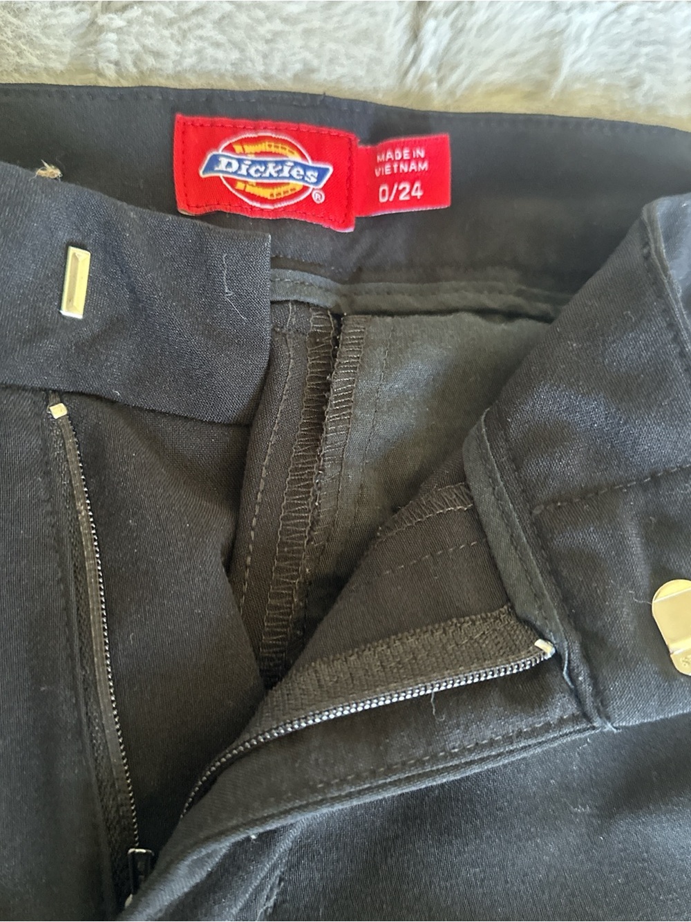 Dickies Black Work Pants with Zip Fly